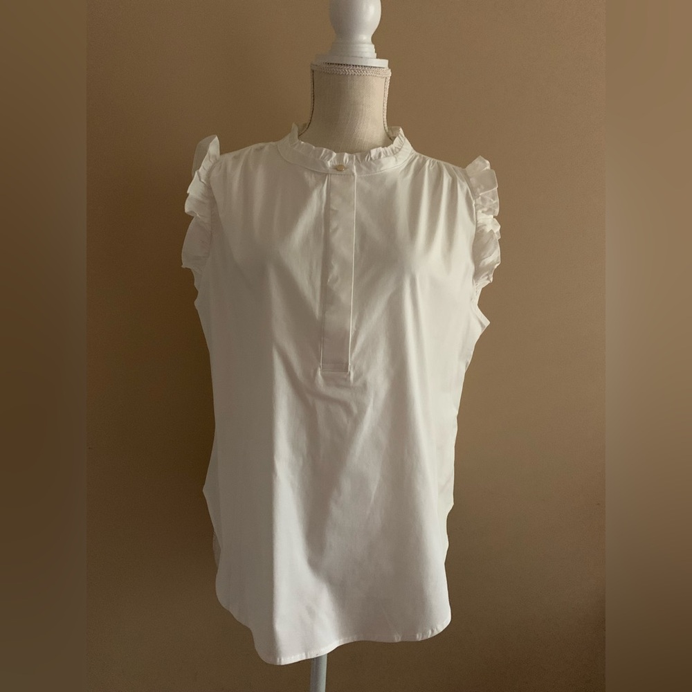 Mandarin Collar Sleeveless Ruffled Blouse - Picture 7 of 7